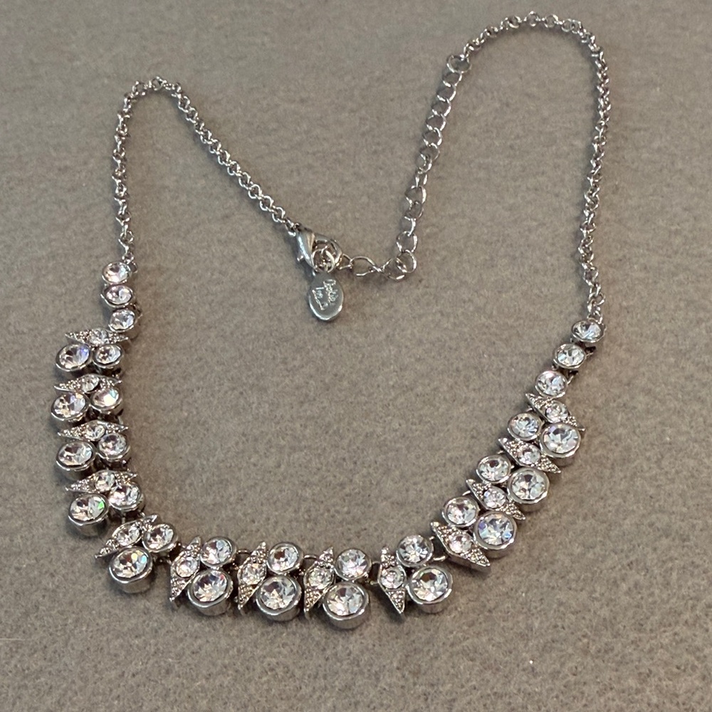 Cookie Lee Silver Necklace with Clear Gems